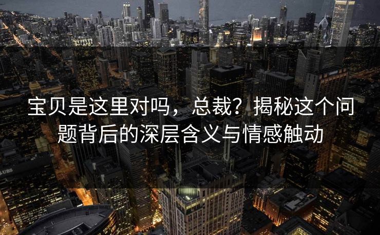 宝贝是这里对吗，总裁？揭秘这个问题背后的深层含义与情感触动