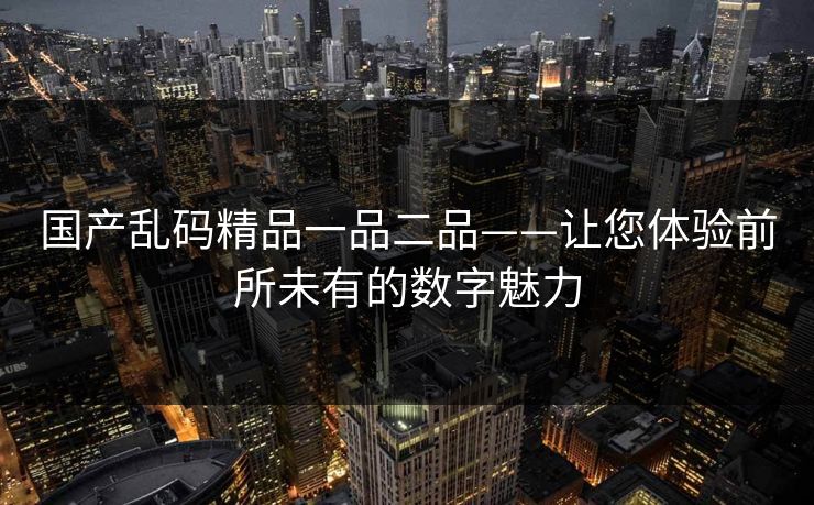 国产乱码精品一品二品——让您体验前所未有的数字魅力