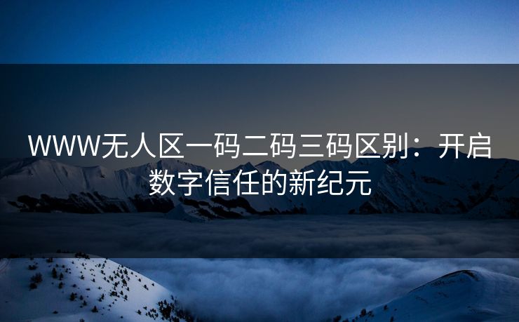 WWW无人区一码二码三码区别：开启数字信任的新纪元