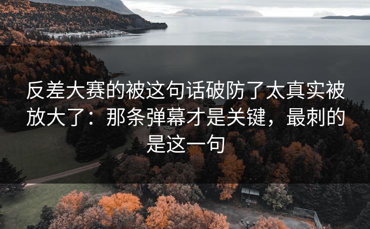 反差大赛的被这句话破防了太真实被放大了：那条弹幕才是关键，最刺的是这一句